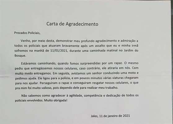 Policiais de Jales prenderam em flagrante um velho conhecido dos meios criminaispor roubo de celulares; vítimas fizeram carta de agradecimento  (Foto: Divulgação PM)