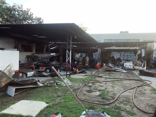 Parte das instalações do CT do Flamengo devastadas pelas chamas (Foto: Arquivo pessoal)