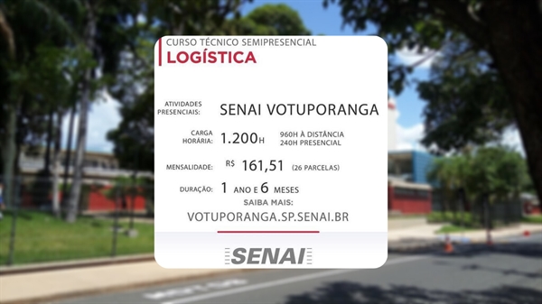 Senai de Votuporanga está com inscrições abertas, até 23 de abril, para o novo curso técnico de logística, que vai ser semipresencial (Imagem: Divulgação)