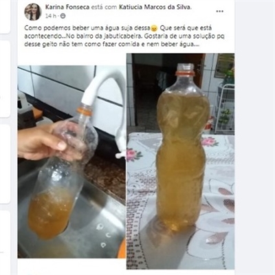 Moradora do bairro Jabuticabeiras, em Votuporanga, gravou vídeo reclamando sobre a água turva que saía da sua torneira (Foto: Reprodução/Redes sociais)