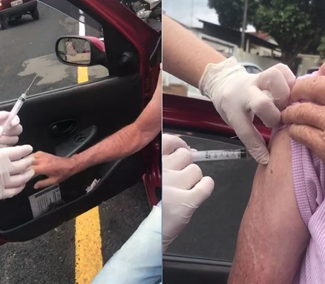 Seringa vazia foi utilizada pela técnica de enfermagem na "aplicação" da vacina (Foto: Reprodução internet) 