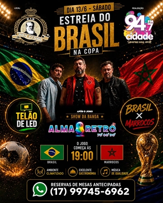 Bar Dom Pedro e Cidade 94,7 FM promovem evento especial para estreia do Brasil na Copa do Mundo 2026
