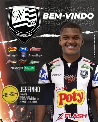 A Votuporanguense anunciou a chegada de um novo atacante, o Jeffinho, de 25 anos, que chega para treinar no plantel na reta final (Foto: Reprodução)