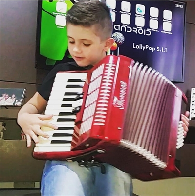 Rafael toca o instrumento há seis meses e já sabe mais de 60 músicas — Foto: Reprodução/Instagram