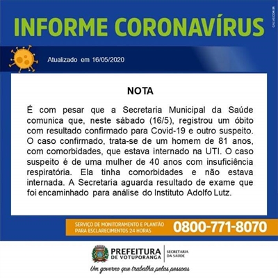 Votuporanga registra segunda morte de coronavírus e ainda investiga mais um óbito 