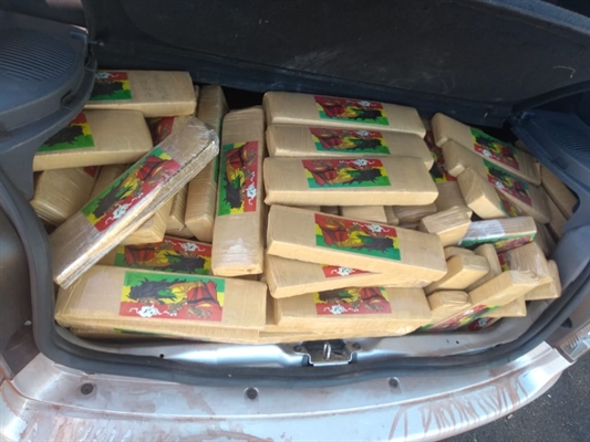  Motorista do carro foi preso por tráfico de drogas após apreensão dos 420 tabletes de maconha em Jales (SP) (Foto: Polícia Rodoviária/Divulgação) 