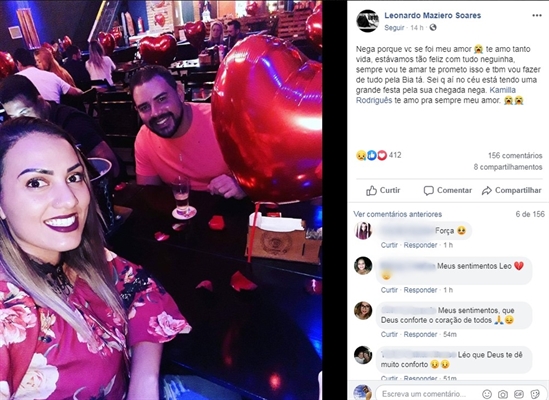 Namorado fez post em rede social lamentando morte de namorada em Penápolis — Foto: Reprodução/Facebook