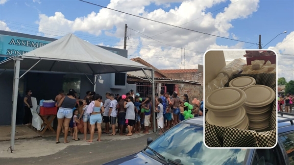 Ação social distribuiu cachorros-quentes, ‘sacolinhas-surpresa’ e até marmitas de macarronadas para as crianças do Sonho Meu (Fotos: Arquivo pessoal)