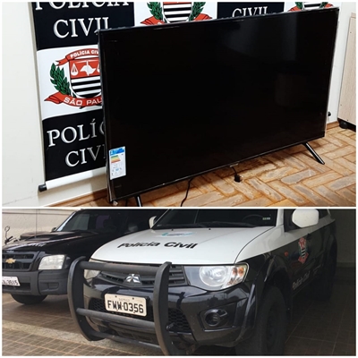 Após investigações da Dise, os policiais conseguiram recuperar e devolver a televisão para a vítima  (Foto: Divulgação/Dise)