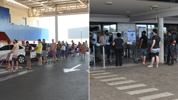 Reabertura dos supermercados atraiu consumidores, gerou filas longas nas entradas de algumas unidades e carrinhos lotados (Fotos: A Cidade)