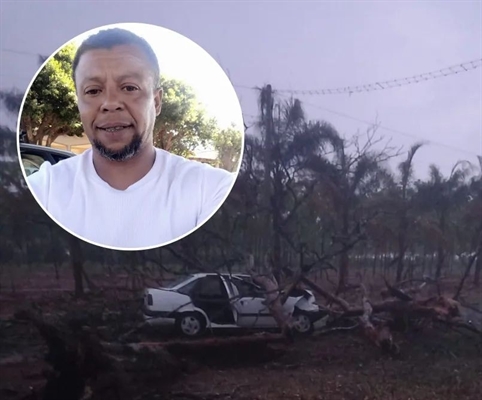O homem identificado como Rogério Silva seguia sentido Cosmorama à Américo quando bateu violentamente contra a árvore  (Foto: Reprodução)