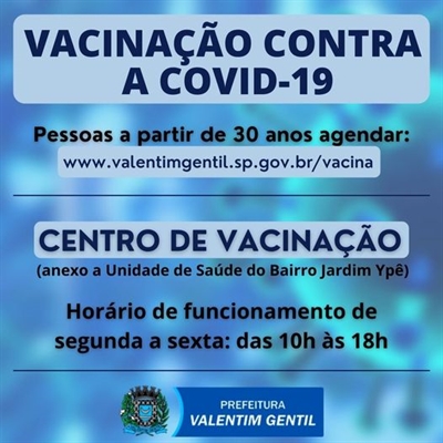 As aplicações acontecerão no Centro de Vacinação estruturado pela Pasta em anexo a Unidade de Saúde do Jardim Ypê (Foto: Prefeitura de Valentim Gentil)