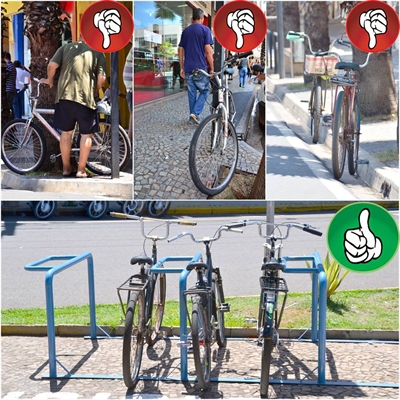 Prefeitura quer que ciclistas utilizem os bicicletários para não estacionar em locais proibidos