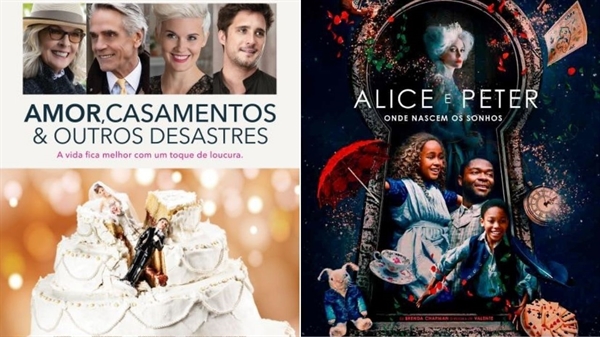 'Amor, Casamentos e Outros Desastres' e 'Alice e Peter: Onde Nascem os Sonhos' estreiam nesta semana no cinema de Votuporanga (Imagens: Divulgação)