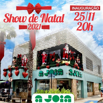 A decoração e o show de Natal da loja A Joia, que fica no centro de Votuporanga, serão inaugurados nesta quinta-feira (25), às 20h, e ficarão montados até janeiro (Imagem: Divulgação)