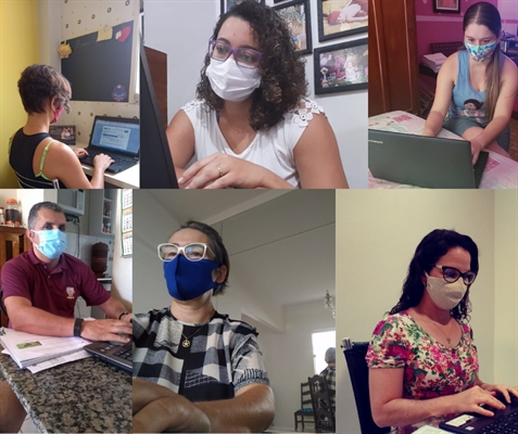 Valdinei, Mônica, Josemara, Eliana, Mary e Fernanda relataram experiências extraídas com o reinventar das aulas no período de quarentena (Foto: Arquivo Pessoal)