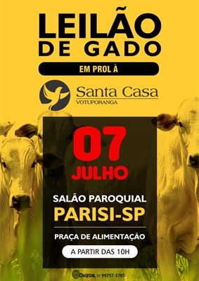 O Leilão terá início a partir das 10h, reunindo os municípios de toda a região (Foto: Santa Casa de Votuporanga)