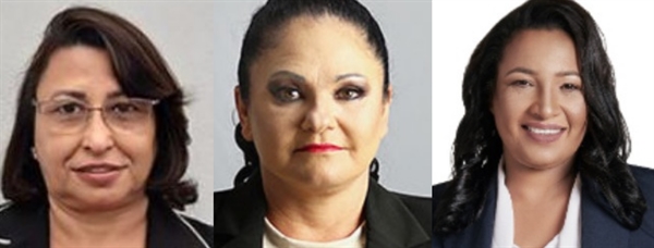 Jezebel Silva (Podemos), Sueli Friósi (PTB) e Missionária Edinalva Azevedo (DEM), são as representantes femininas na Câmara Municipal em 2021  (Foto: Divulgação/Campanha)