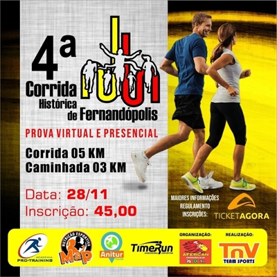 Atletas de Votuporanga poderão participar da quarta edição da ‘Corrida Histórica’ em Fernandópolis  (Foto: Divulgação/Prefeitura de Fernandópolis)