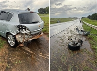  Um veículo aquaplanou na pista, o que resultou em danos ao carro, mas o casal que estava a bordo saiu ileso (Foto: Divulgação)