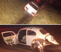 O VW/Fusca, de Votuporanga, ficou parcialmente destruído (Foto: Reprodução/Região Noroeste)