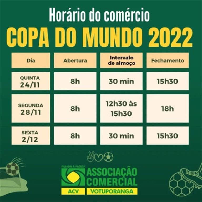 ACV apresenta calendário do comércio de Votuporanga para os jogos do Brasil  na Copa - Jornal A Cidade de Votuporanga