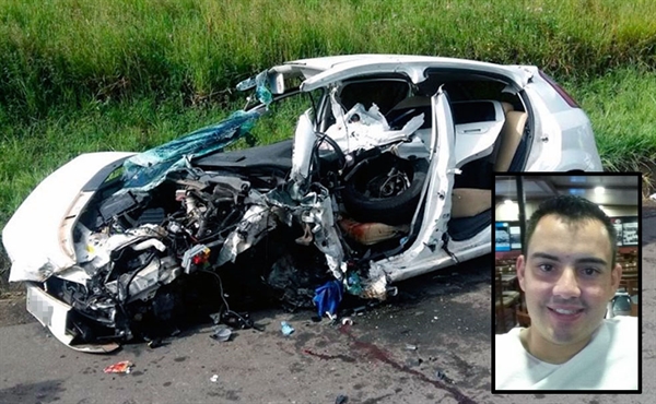  João Victor Oliveira, de 26 anos, sofreu ferimentos graves com o impacto (Foto: Carlos Gomide/ Rádio Mix)