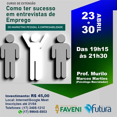 Faculdade FUTURA oferece curso para entrevistas de emprego que vai disponibilizar modelo de currículo e manual com principais perguntas feitas em processos seletivos (Imagem: Divulgação)