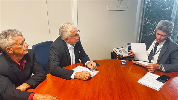 O prefeito e o presidente da Câmara estiveram no gabinete da senadora Mara Gabrilli  (Foto: Prefeitura de Parisi)