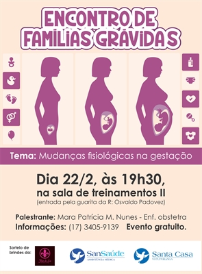 Inúmeras mudanças fisiológicas que a futura mamãe passa durante esses mágicos nove meses serão abordadas no Encontro de Famílias Grávidas (Foto: Divulgação/Santa Casa de Votuporanga)