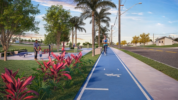 Empreendimento terá casas com 43 metros quadrados e bairro com toda a infraestrutura (Foto: Divulgação)