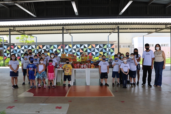 O novo  Pátio do Colégio Unifev foi o palco de uma bela ação realizada pelos alunos da escola (Foto: Unifev)