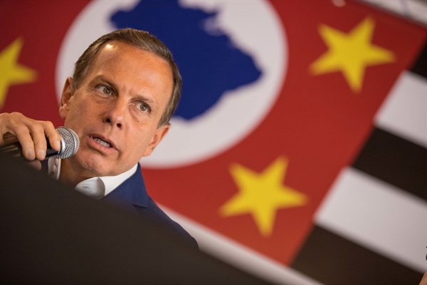 O governador de São Paulo, João Doria (PSDB), durante coletiva de imprensa no Palácio dos Bandeirantes, em fevereiro de 2019 (Foto: Secom/GESP)