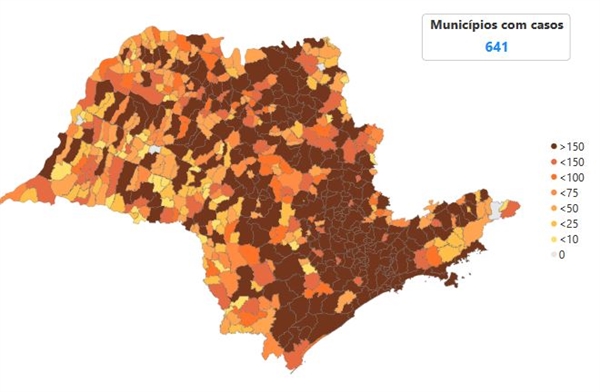 Apenas quatro municípios do Estado não têm casos de Covid-19 até o momento (Foto: Reprodução 