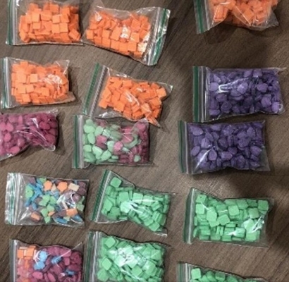 Durante a operação os policiais federais apreenderam dezenas de comprimidos de ecstasy com os investigados (Foto: Divulgação/PF)