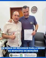 O prefeito de Monções, Douglas Honorato, e o deputado federal Fernando Marangoni  (Foto: Prefeitura de Monções)