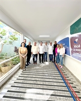 Acompanhado do prefeito Jorge Seba, da primeira-dama Rose Seba, do presidente municipal do PL, Marcello Stringari e de sua assessora Nayara Canato, Motta se reuniu com diretores da Santa Casa e com três dos nomes de seu partido já lembrados para a vaga de vice: o sargento Marcos Moreno, o médico Chaudes Ferreira e Luiz Torrinha (Foto: Redes Sociais)