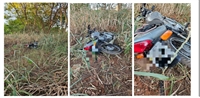 Ladrão furtou a moto para ‘dar uma voltinha’ e depois a abandonou em um terreno na zona Norte de Votuporanga (Foto: Divulgação)