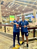 Henrique Castilho e Eduardo Tomaz embarcaram ontem para a Espanha (Foto: Arquivo Pessoal)